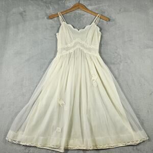 Vtg Laros Babydoll Gown Womens Sz 34 Negligee Lingerie Hollywood Glam Peignoir